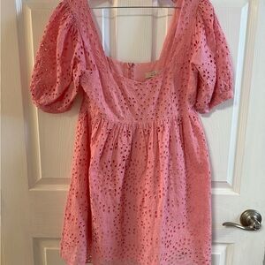 Chelsea & Violet Blush Eyelet Puff Sleeve Blouse